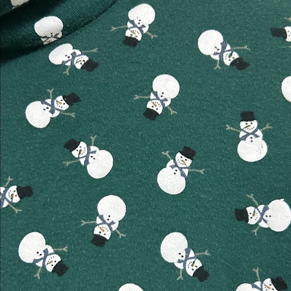 White Stag Forest Green Snowman Top Cotton Winter Cute Fun Medium or Large - Picture 4 of 12